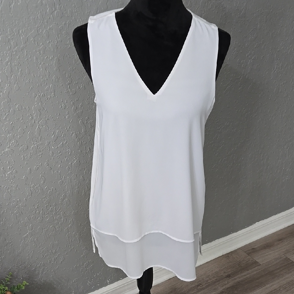 Michael Kors White Asymmetrical Sleeveless Tank Top